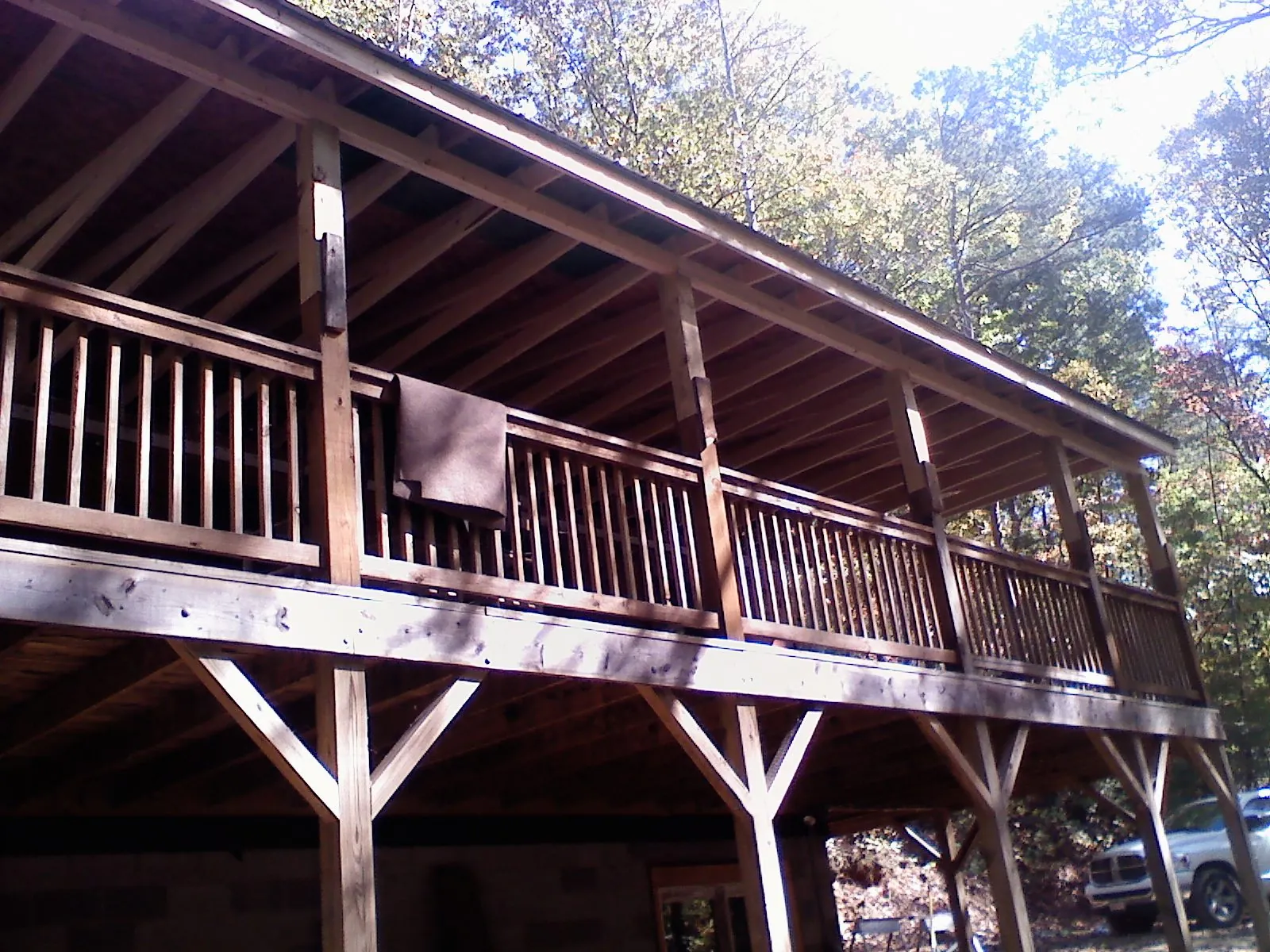 Timber framing under a new elevated porch and deck — Roof Leak Repair in Franksville by Roofing Brothers
